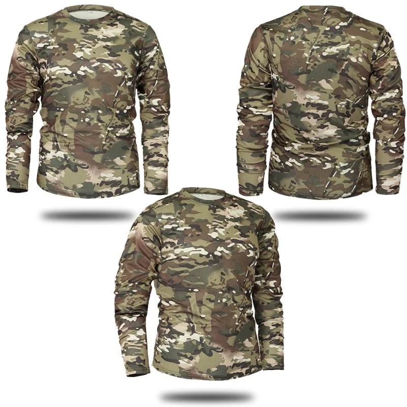 Imagem -06 - Camuflagem de Manga Comprida Masculina Tático Secagem Rápida Caminhadas Camisetas ao ar Livre Roupas de Acampamento Primavera Outono