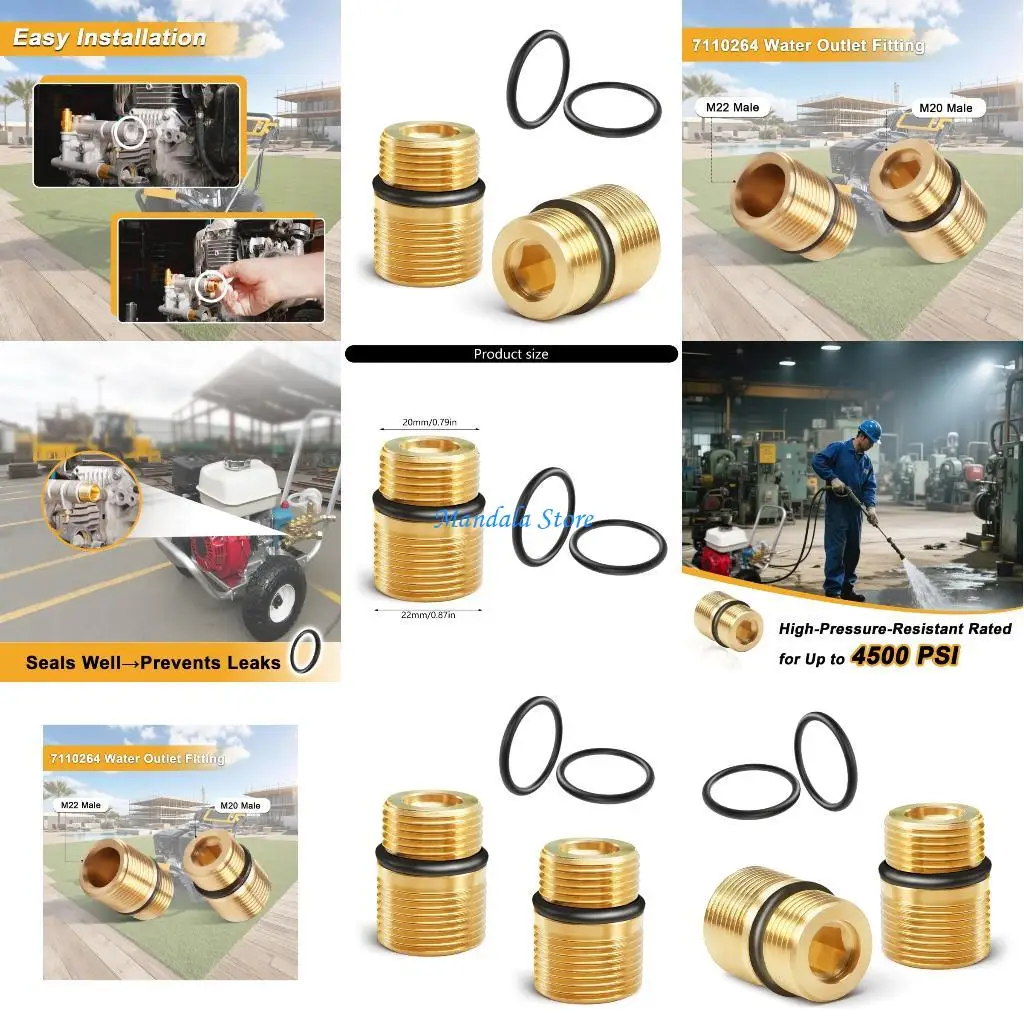 

U2JC High Pressure Metal Pumps Outlet Fitting 4500 Rate Corrosion Resistant Hose Port Adapters for Cleaning Equipment