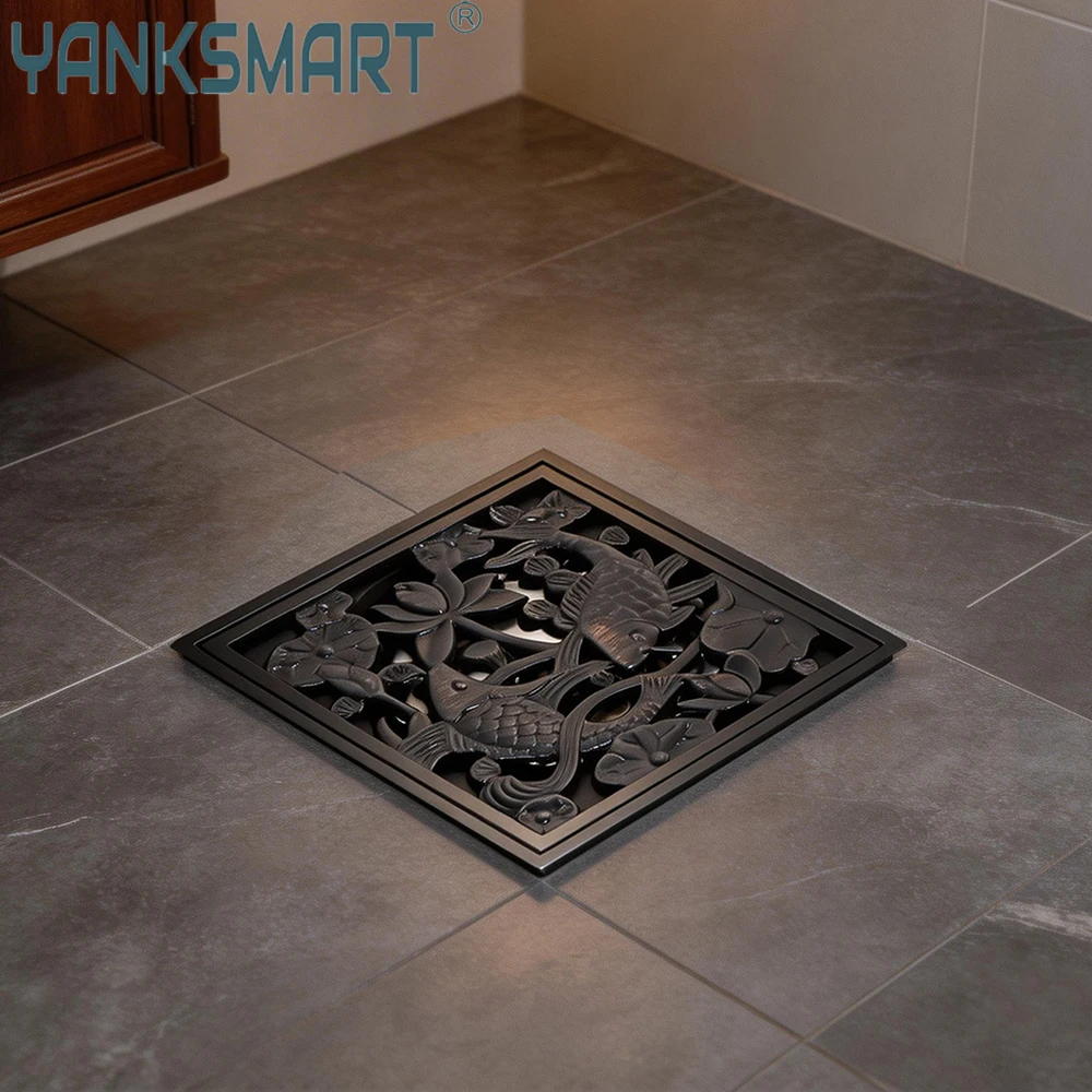 

YAMKSMART Сливные решетки для душа и ванны, фильтр для волос и мусора, декоративная решетка для слива в ванной, дезодорирующая напольная крышка, квадратная 10*10 см