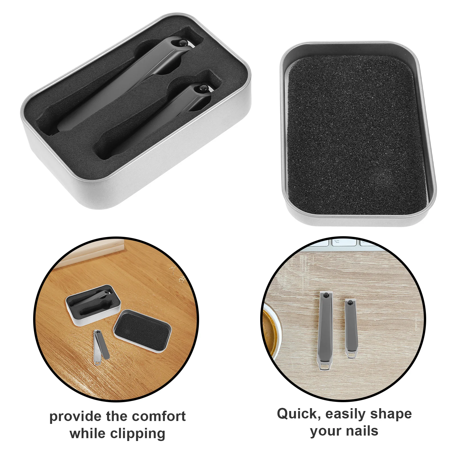 2 قطعة الفولاذ المقاوم للصدأ مسمار كليبرز مجموعة مقبض طويل ل السلس قطع دقيق أدوات مانيكير مجموعة العناية اليومية مسمار التشذيب