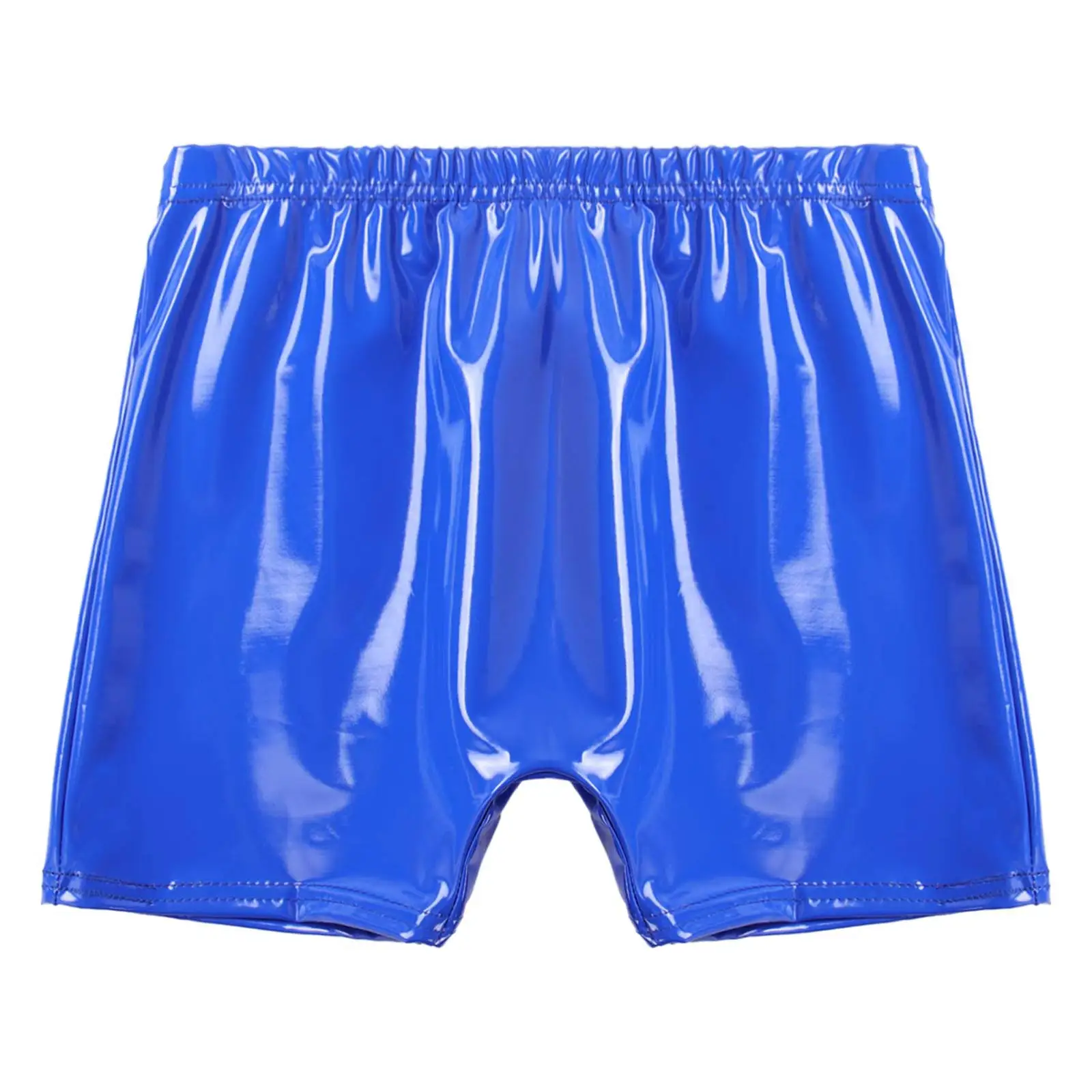 Mens Sexy Boxer Briefs Shorts Patent Leather Wet Look Latex Glossy Underwear Underpants Swimsuit Pole Dancing Rave Clubwear