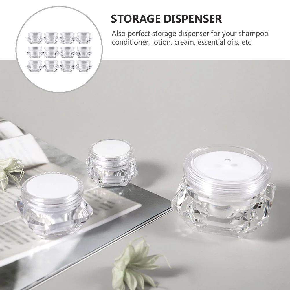 

12 Pcs Diamond Shaped Cream Jars Portable Lotion Containers With Lids For Travel Home Use Storage Dispenser For Shampoo