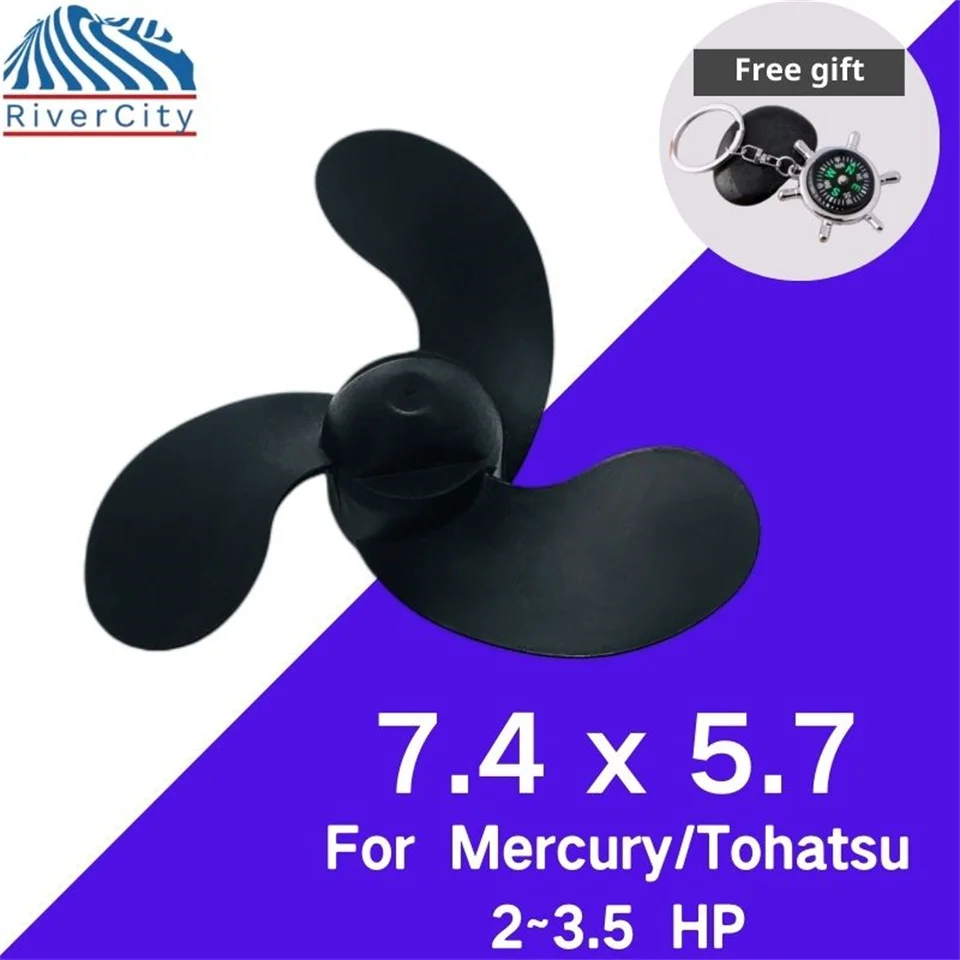 For Mercury 2.5hp 3.3hp 3.5hp Outboard Propeller 7.4x5.7 Boat Motor Resin Plastic Screw Ship Marine Engine 3 Blade Spline