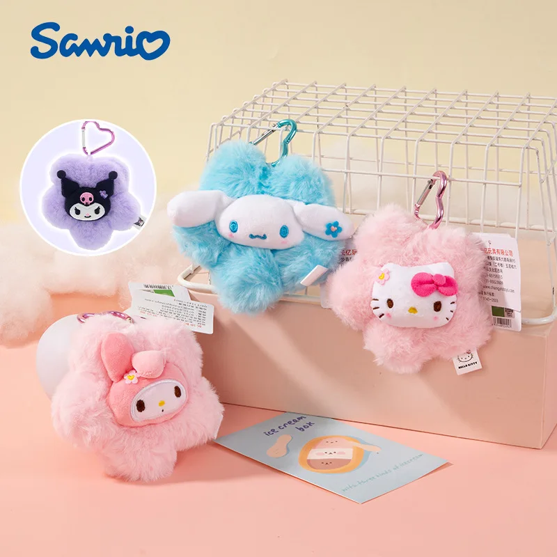 Oryginalny breloczek Sanrio Hello Kitty Kuromi Melody Cinnamoroll, pluszowa zabawka, zawieszka w stylu kwiatowym, anime, prezent urodzinowy