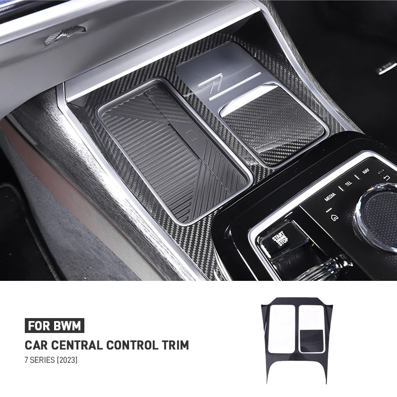 

For BMW 7 Series G70 2023 Real Dry Carbon Fiber Car Central Control Cup Holder Panel Trim Cover Sricker Decorative Accessories
