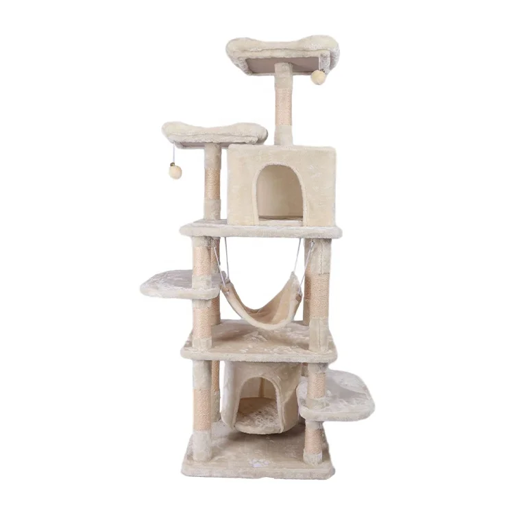 

China cat tree condo tower wooden big climbing happy pet cat tree