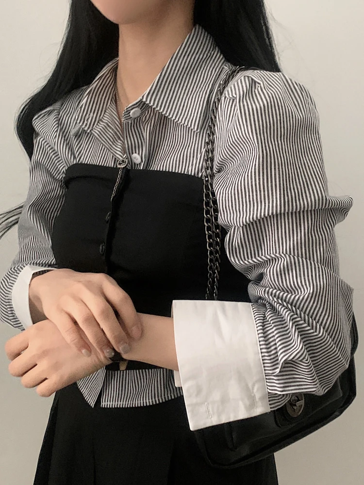 Colletto da donna ort a righe irt Slim Fit Lungo Sve Design a vita alta Autunno New Sle Faionable Top dimagrante