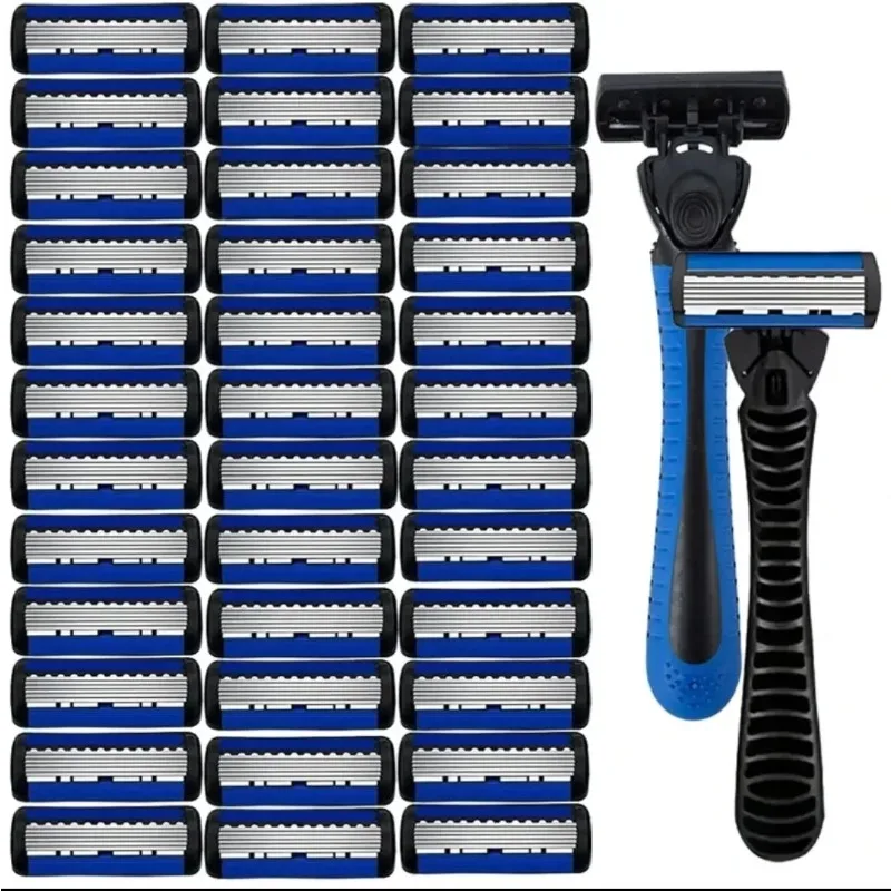 6-layer Razor Blade, Men's Stainless Steel Blade, Classic Water Washed Razor, Sharp Blade for Clean Shaving