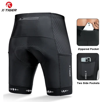 X-TIGER men&#x27;s cycling shorts 5D gel padded bike shorts with back pocket for men mountain road bike riding half pants tights