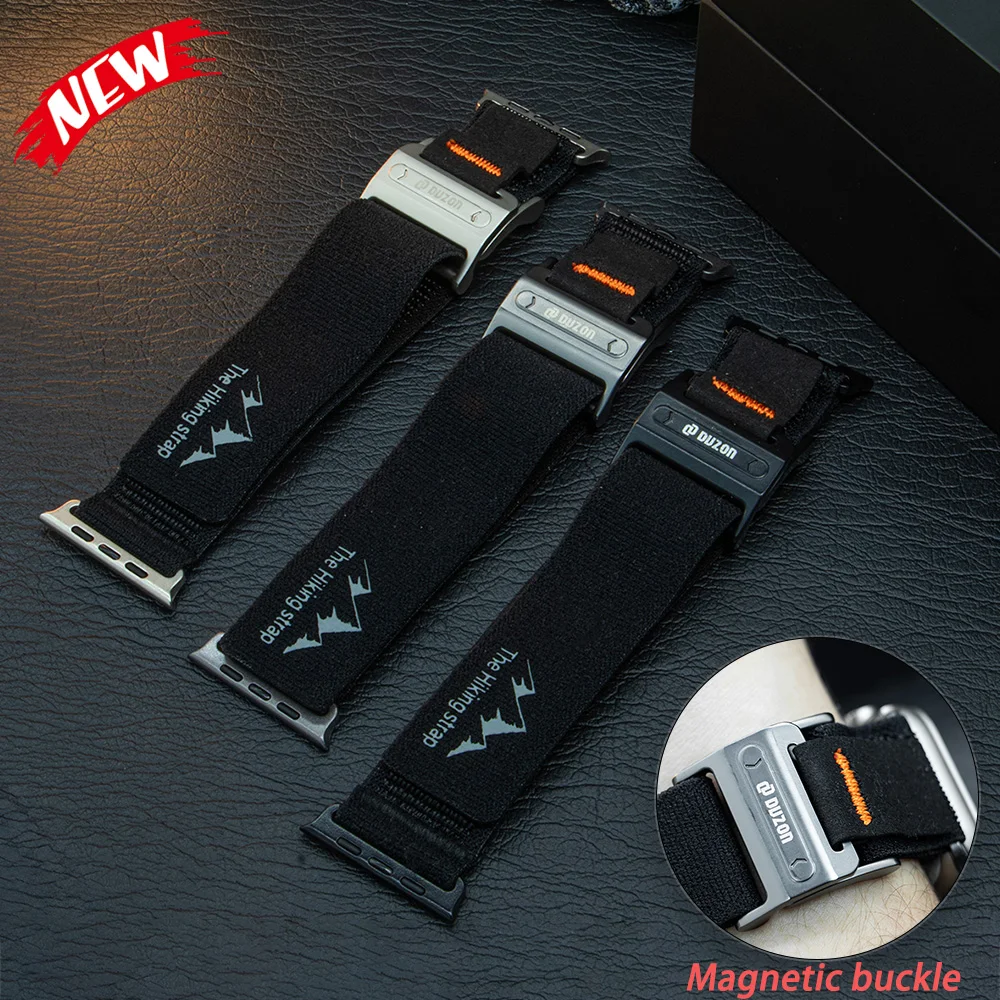 Nylon-Armband für Apple Watch Ultra 3/2 49mm 46 45 44 42mm Sportliches Atmungsaktives Magnetband für IWatch S11 10 9 8 7 6 5 SE Armband