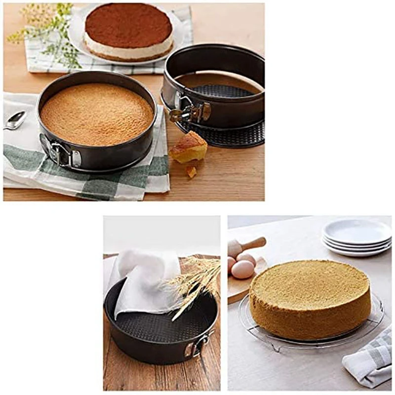 3 Pack Removable Bottom Non-Stick Metal Bake Mould Round Cake Pan Bakeware Carbon Steel Cakes Molds Springform Cake Tins