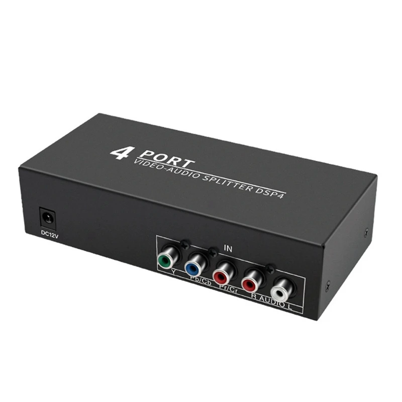 AV Component Video Audio Splitter 1 In 4 Out, 4-Way RCA/Ypbpr Component Video L/R Audio Splitter AV Video Switch Box; For DVD