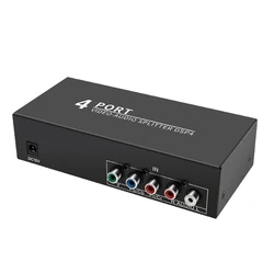 AV Component Video Audio Splitter 1 In 4 Out, 4-Way RCA/Ypbpr Component Video L/R  Audio Splitter AV Video Switch Box; For DVD