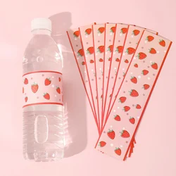 10pcs Pink Strawberry Bottle Labels Stickers Strawberry Theme Sticker for Sweet Berry 1st Birthday Spring Summer Party Supplies