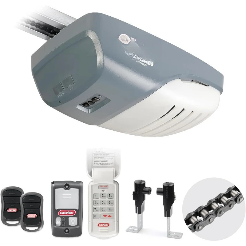 ChainMax 1000 Garage Door Opener - Durable Chain Drive - Includes two 3-Button Pre-Programmed Remotes,Wall Console, Wirele