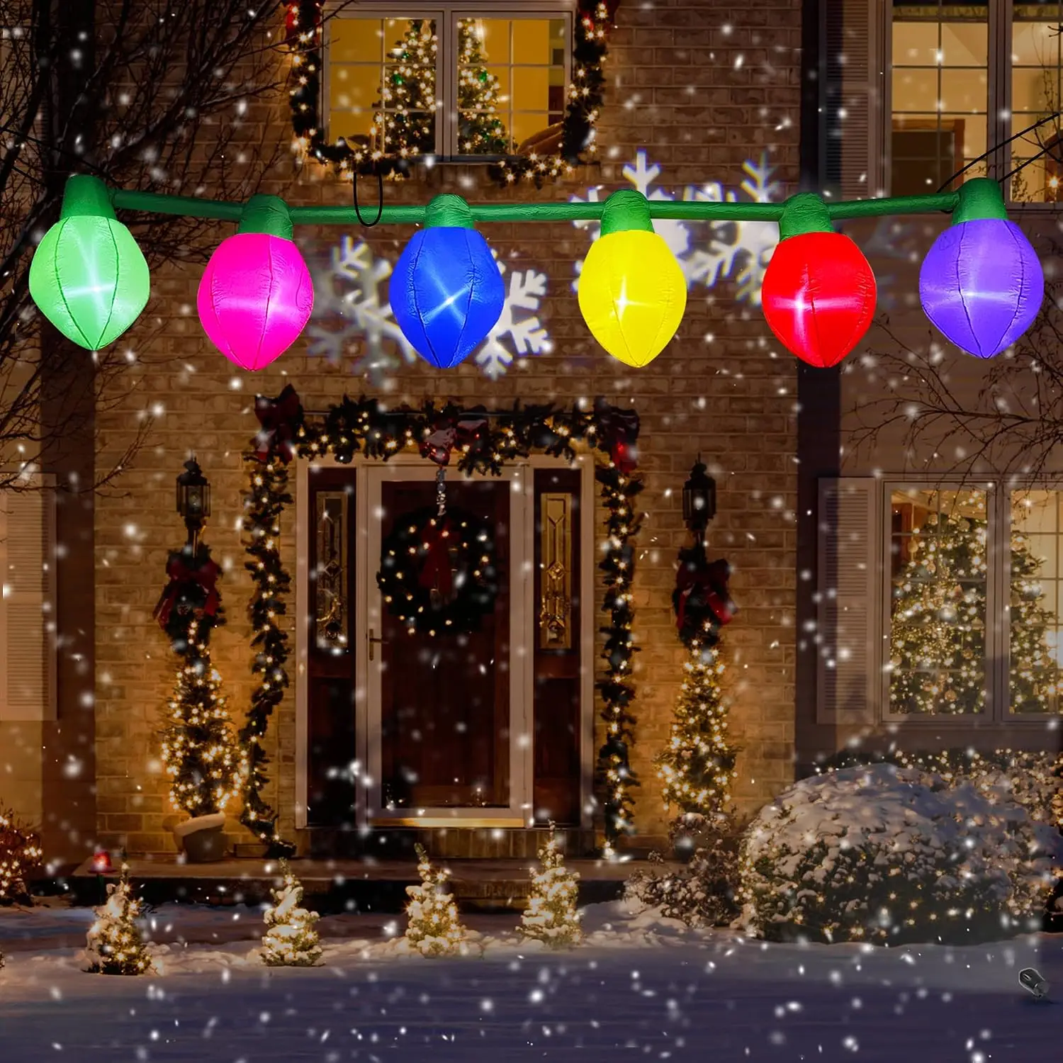 Christmas Inflatable Ornament Balls, 15 FT Lighted Blow-Up Holiday Decor for Indoor Outdoor Home Party