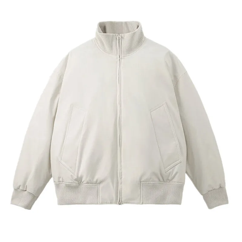 Spring Beige Jacket Men Casual Black Motorcycle Jacket Men Streetwear Hip-hop Loose Bomber Jacket Mens Baseball Jackets Coat