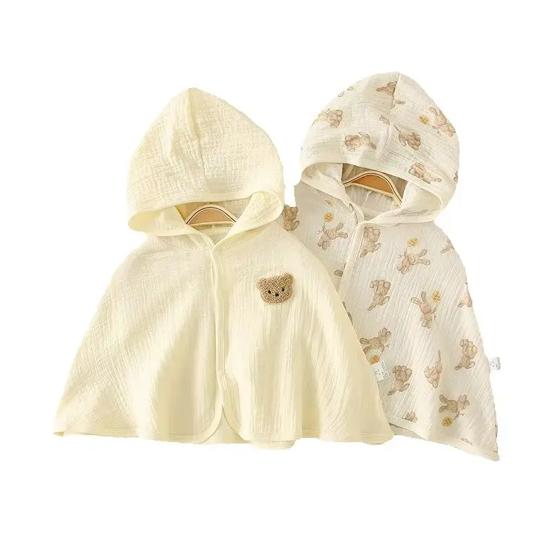 

Baby Cloak Summer Sunscreen Outgoing Hooded Cloak Pure Cotton Gauze Breathable and Cute Baby Sunscreen Clothing New Summer