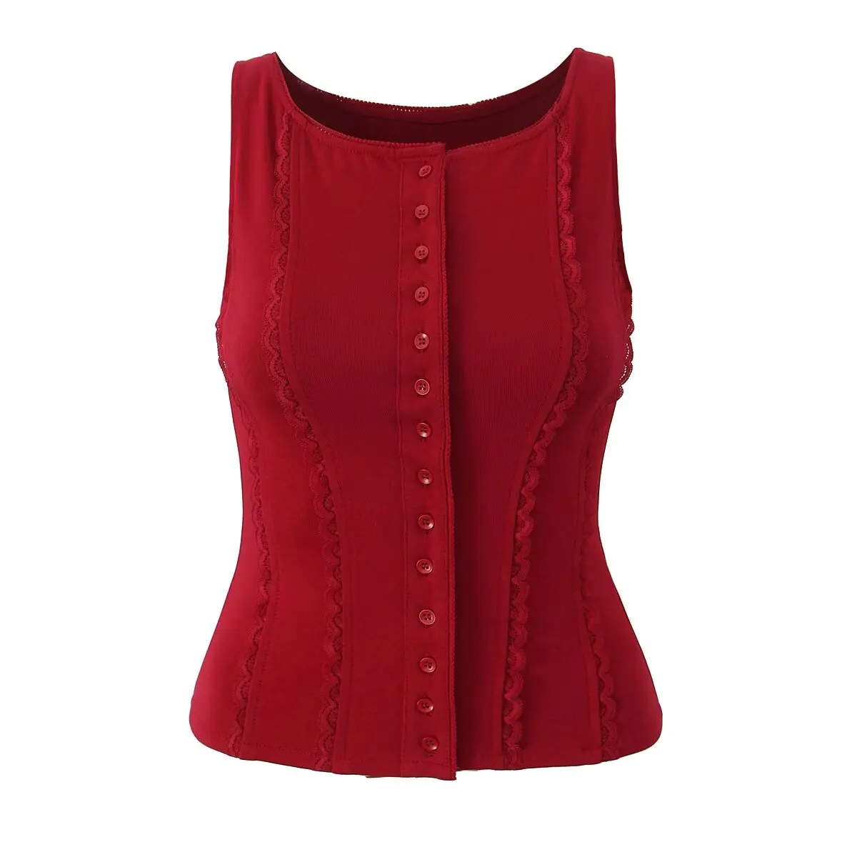 セクシーなアメリカンスタイルのレーストリムボタンベスト、スリムフィットのカーディガン、女性用、2025年春