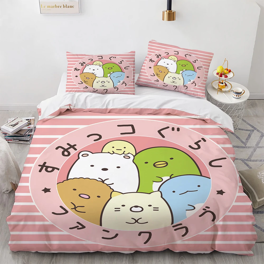 

Anime Kawaii Cartoon Sumikko Gurashi Bedding Set Boys Girls Twin Queen Size Duvet Cover Pillowcase Bed Kids Adult