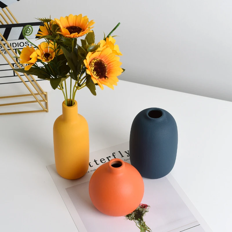 

Nordic Ceramic Vase Dry Flower Vases Morandi Color Vase Flower Pot Living Room Desktop Decoration Korean Minimalism Home Decor