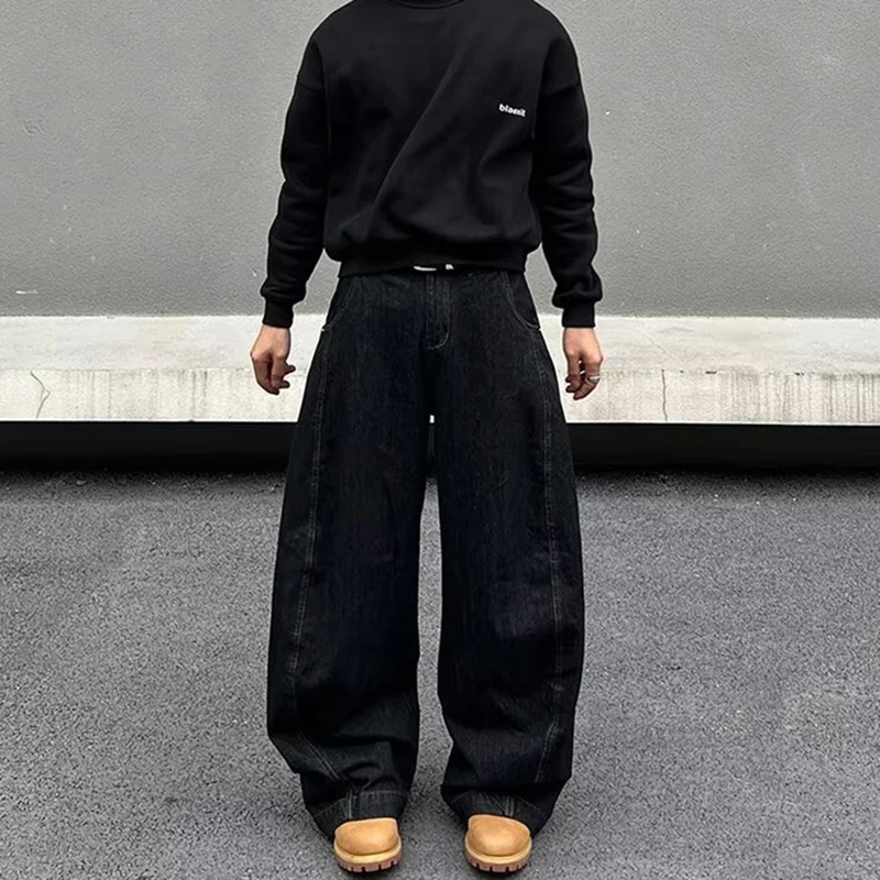 

New Four Seasons Men's Jeans Fall Fashion Straight-Leg Pants Relaxed Fit Pants Casual Black Jeans Flared Vintage Men's Jeans