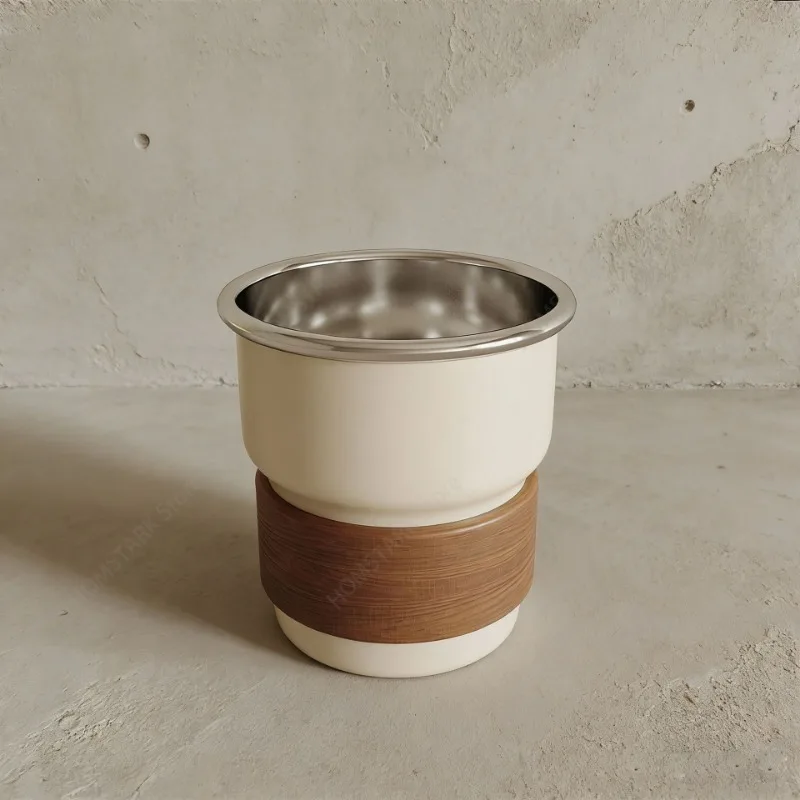 Vintage Walnut Stainless Steel Toothbrush Cup, Antibacterial Mildew Resistant Couple Mouthwash Cup for Home Bathroom Use