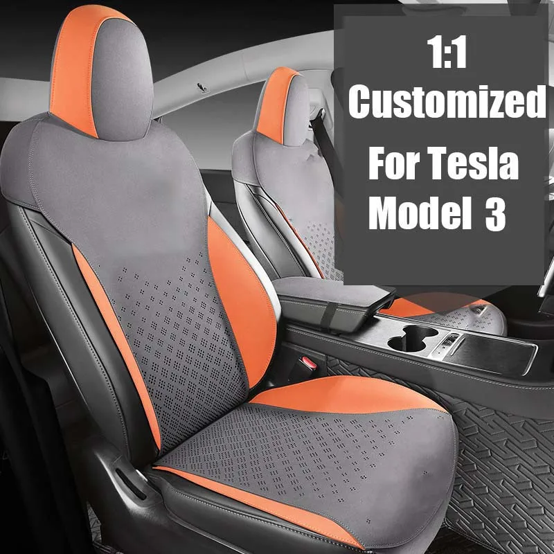 

Custom Fit Car Accessories Suede Saddle Seat Cushion Pad Half Covered For Tesla Model 3