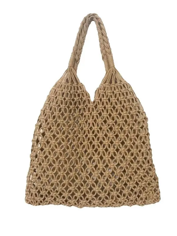 Summer Beach Bag for Women Mesh Holiday Straw Crossbody Shoulder Bags Reticulate Hollow Travel Shopper Totes Ladies Fashion Hand