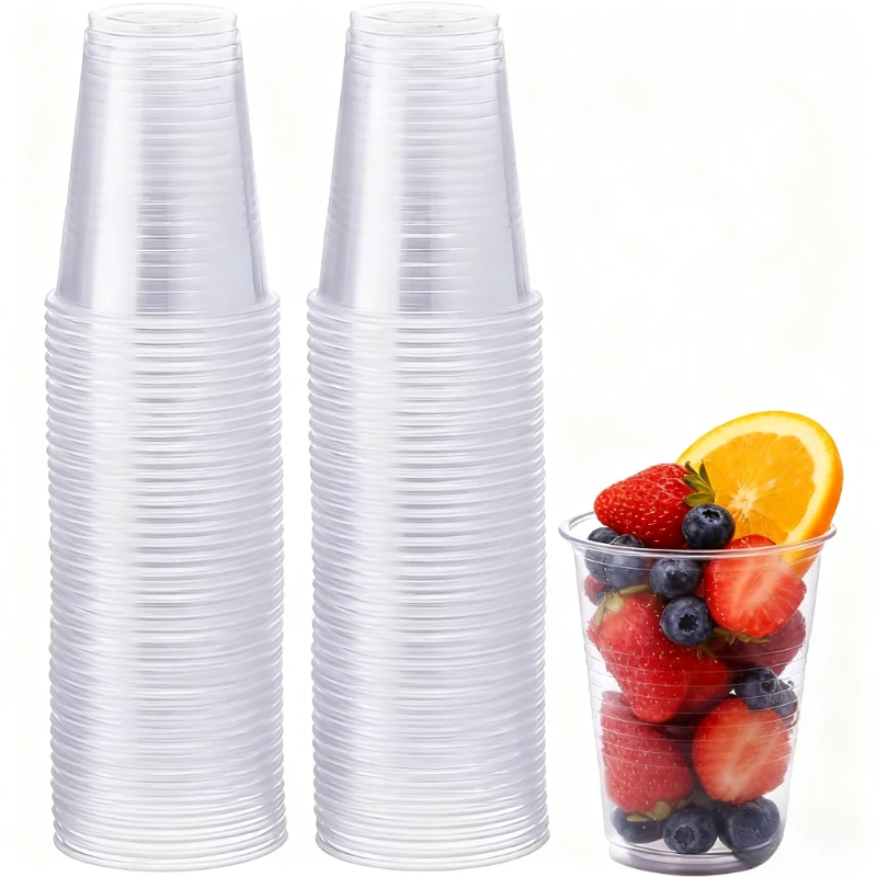 50/100PCS Clear Plastic Cups Disposable Plastic Cups Outdoor Picnic Birthday Weddings Party Kitchen Cold Drinks Juice Tableware