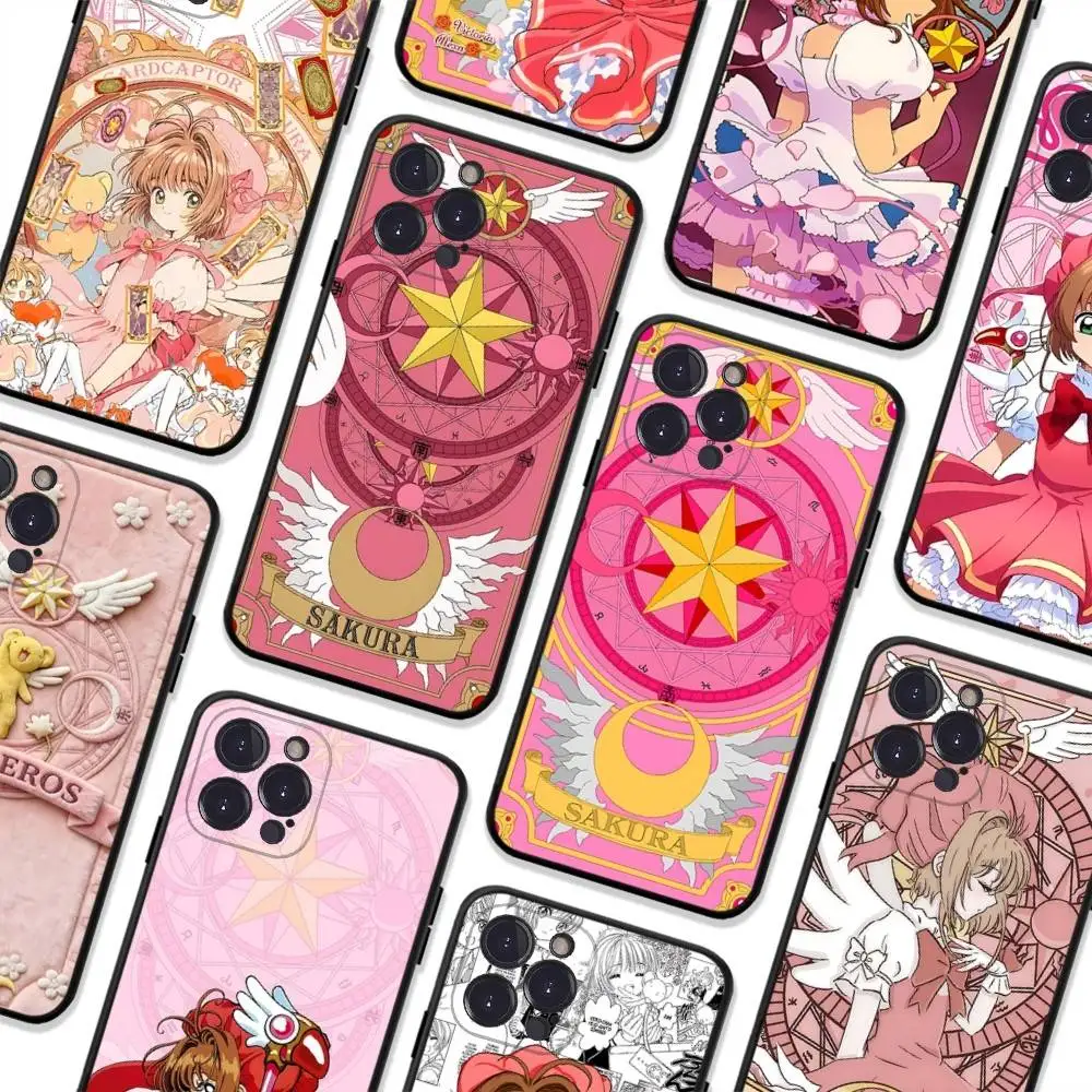 CardCaptor Sakura Anime Phone Case For Iphone 17 16 15 14 13 12 11 Pro Max Plus Black Shell Cover Case