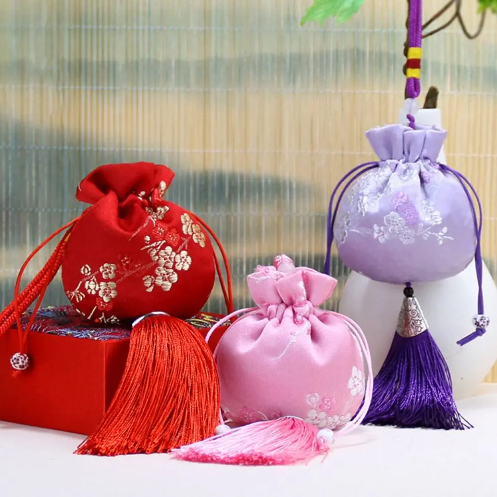 

Фестивальная сумка-лодка-дракон, саше с цветком сливы, упаковка для ювелирных изделий, сумка для хранения ювелирных изделий с ретро-узором, маленькая сумка из парчи