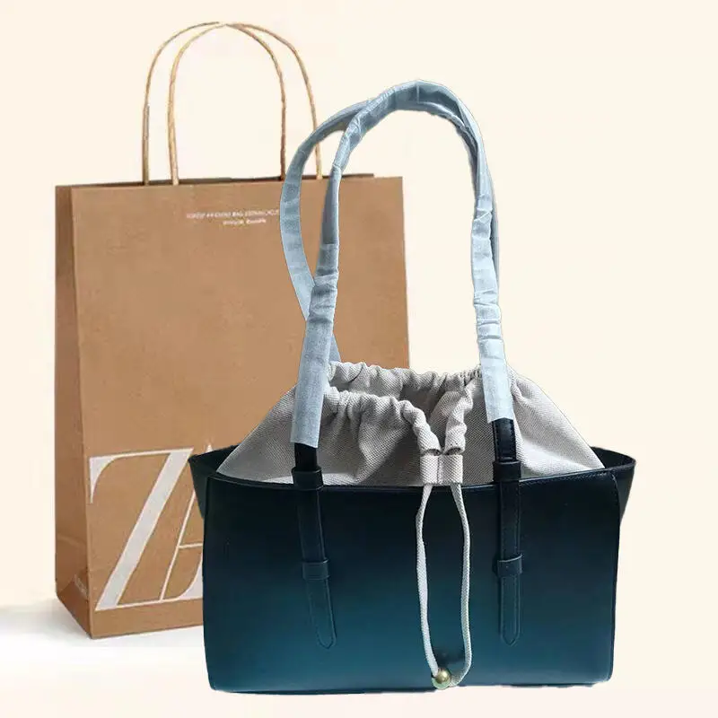 High Quality PU Leather Shoulder Bags for Women Versatile Drawstring Closed Top Handle Bags Fashionable Female Crossbody Bags