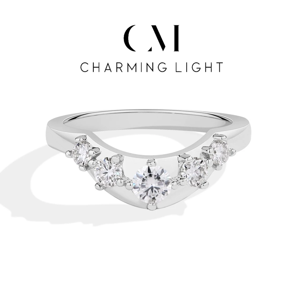 

Charming Fashion Dainty V-Shaped Moissanite Diamond Ring 4.0mm 925 Sterling Silver For Women Engagement Fine Jewelry Certified