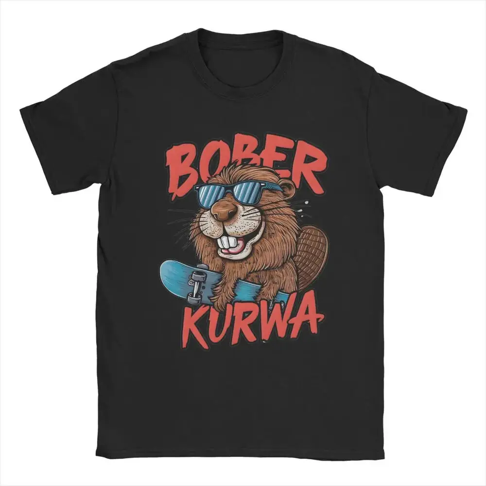 Men T-Shirt Kurwa Bobr Bober Beaver Boberek Cool Cotton Tee Shirt Short Sleeve  Unisex T-shirts  brand vintage