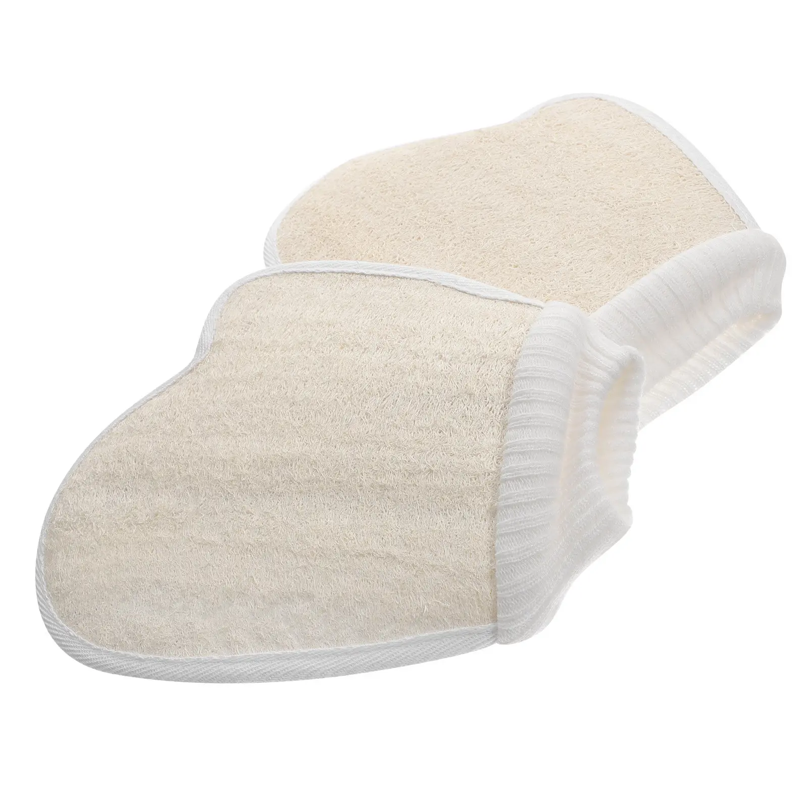 

2Pcs Natural Loofah Bath Glove Exfoliating Body Scrubber Mitt for Gentle Skin Cleansing Shower Sauna Use Stretchy One Size Fits