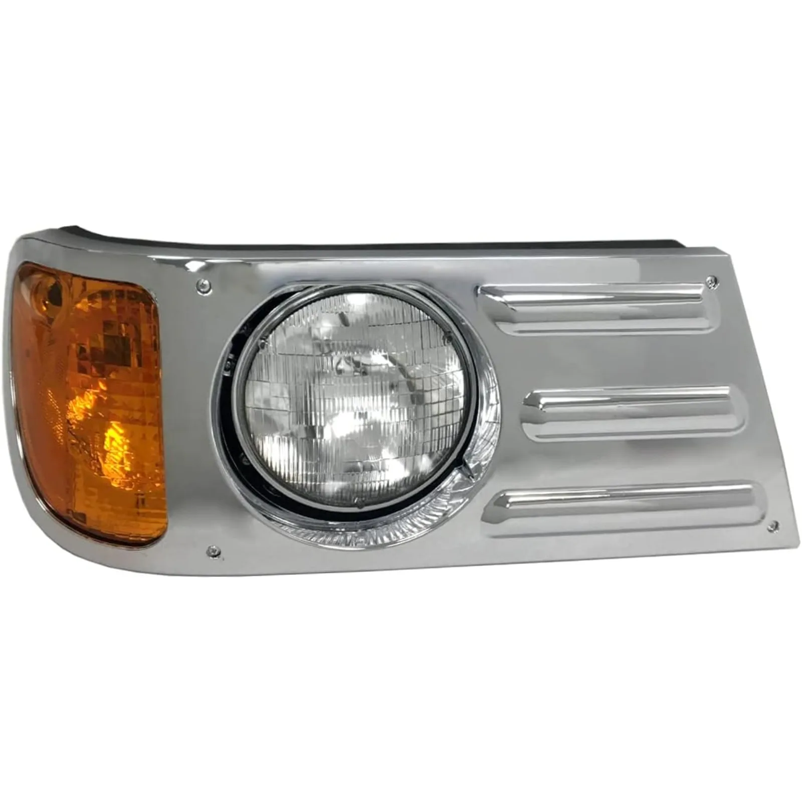 US  Headlight with Halogen Bulbs Warm White Chrome - Passenger Side (Fit: Mack Granite CV713)