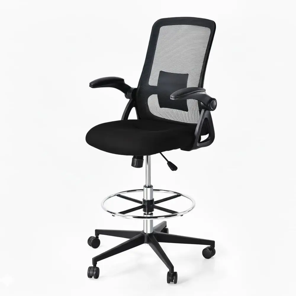 Mesh Backrest Swivel Chair with Padded Seat, Adjustable Armrests, Set of 2 for Office or Home Use