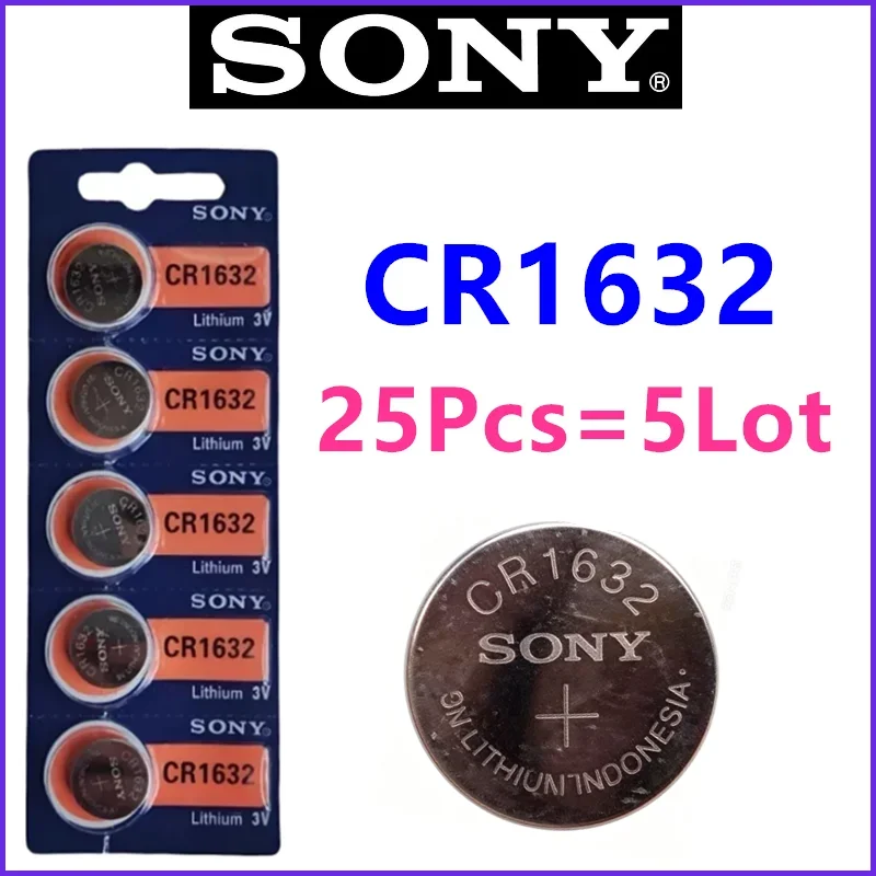 25Pcs Original Sony CR1632 Lithium Battery Watch Toy Calculator Car Key Remote Control Button Coin Cells