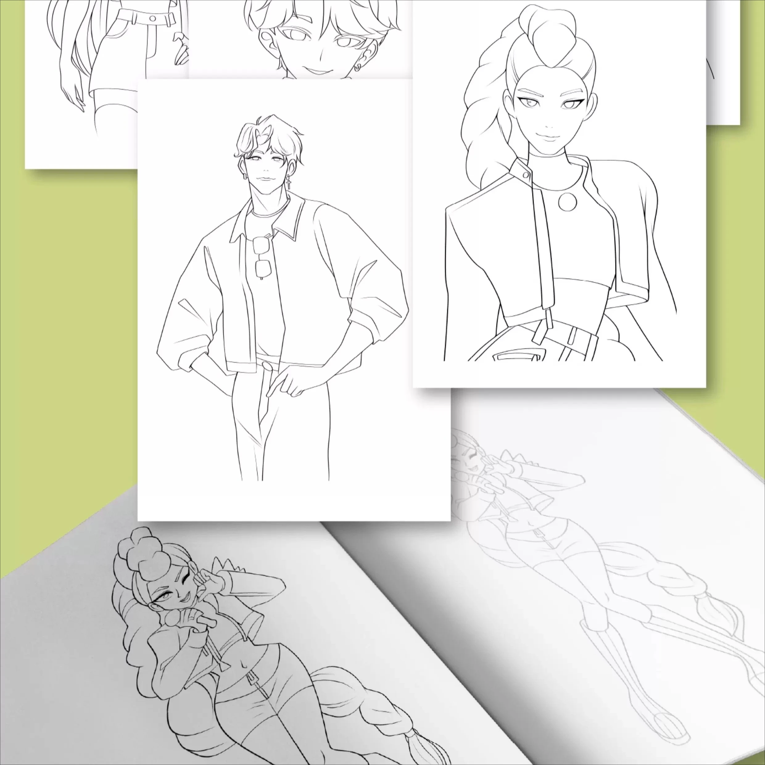 كتب التلوين KPop Demon Hunters أنيمي التلوين الطرفي رسم خط الرسم للأطفال متعة اللوحة الإبداعية كتاب مهرجان هدية