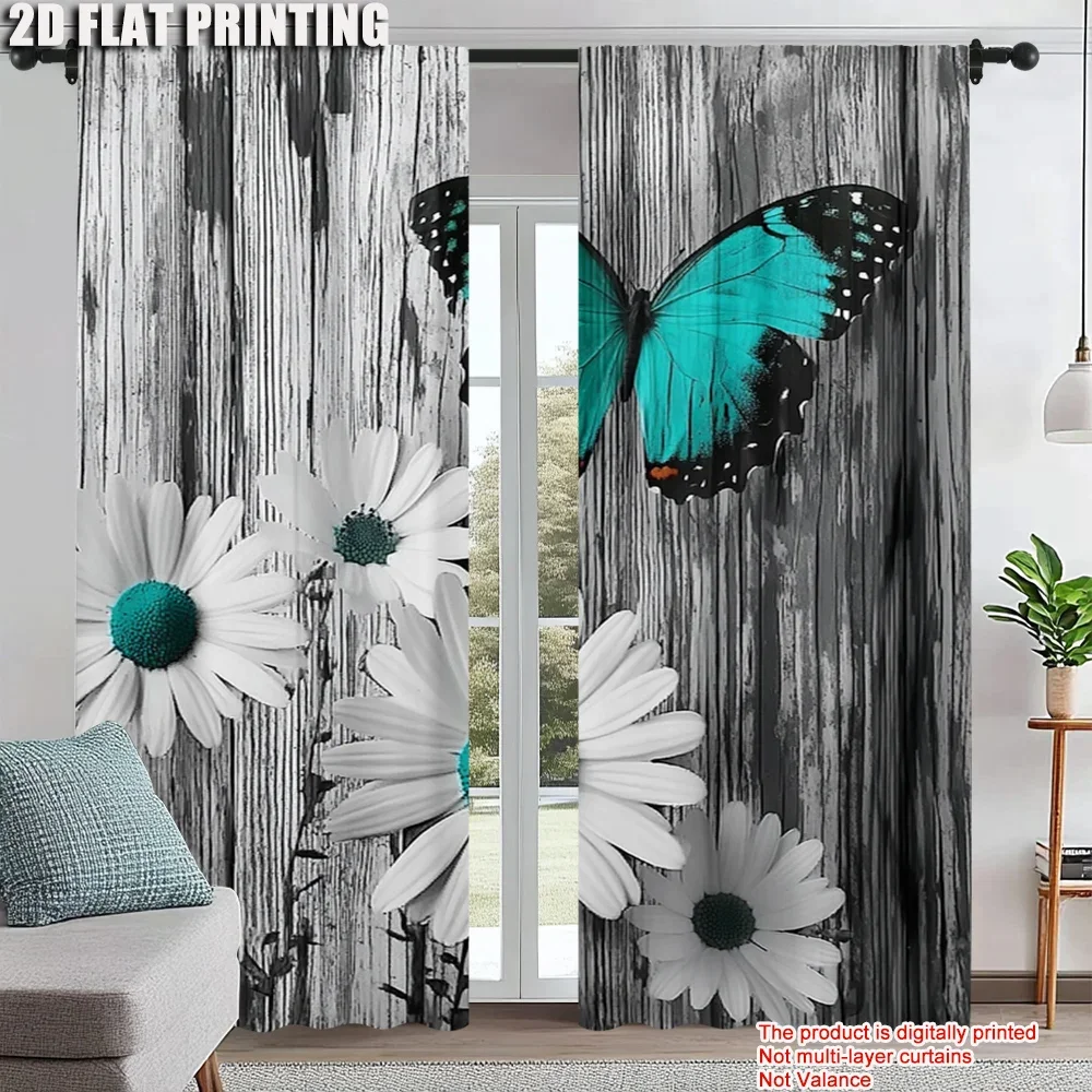 

2 шт., оконные шторы в стиле ретро с цветочным принтом, карманный дизайн для легкой установки, шторы для гостиной, спальни, декора комнаты, дома