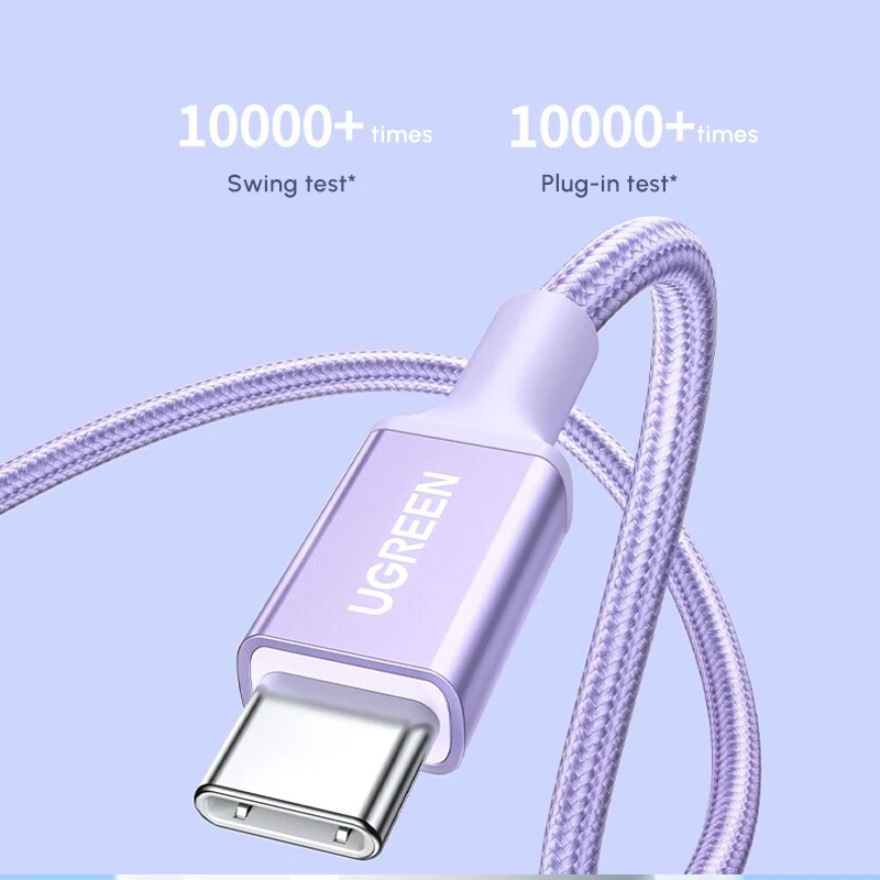 UGREEN USB-C إلى USB-C PD كابل مجدول من السيليكون للشحن السريع PD 60 وات كابل USB C