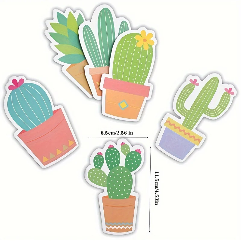 6pcs Cactus Convenience Stickers, Memo Stickers, Irregular Colorful N Times Stickers, Creative Hand Ledger Message Stickers