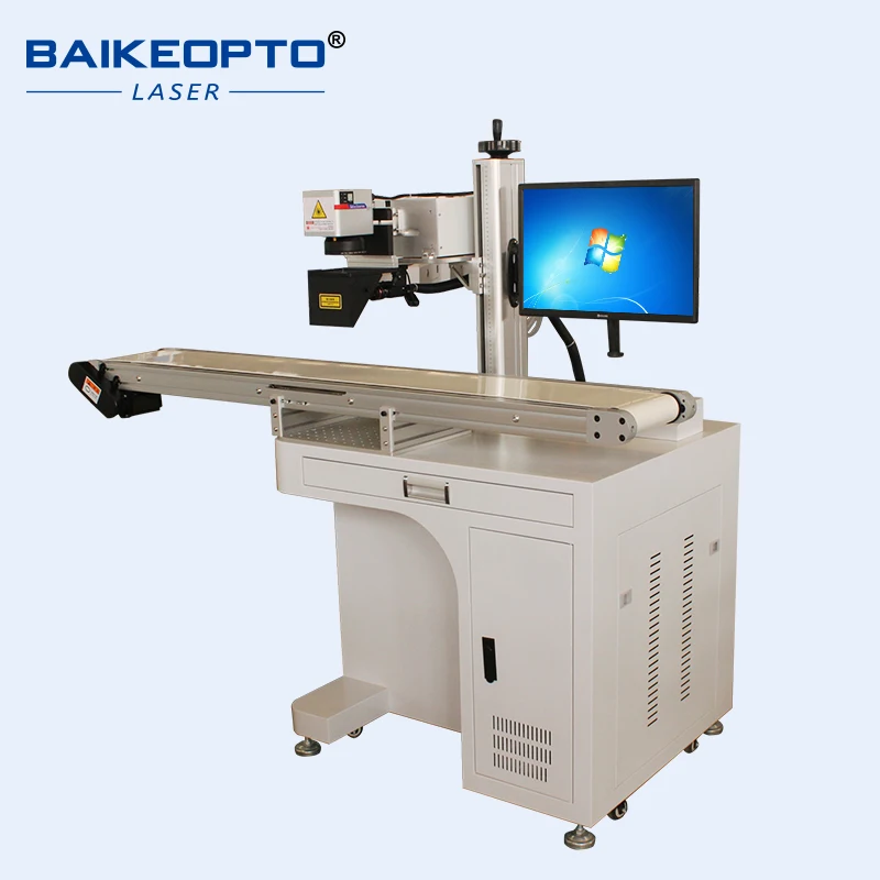 10W Assembly Line Desktop Fiber Ultraviolet Marking Machine Laser Engraver with Computer