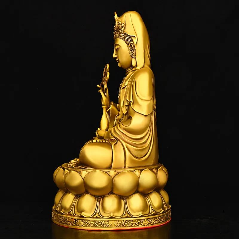 Cz guanyin  statue for home use, pure copper nanhai sitting lotus guanyin home furnishings, giving birth to a child to protect