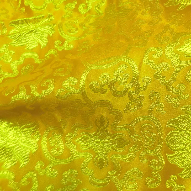High quality Yellow Metallic Jacquard Brocade Fabric, 3D jacquard yarn dyed fabric for clothing,bedding,bag,curtain