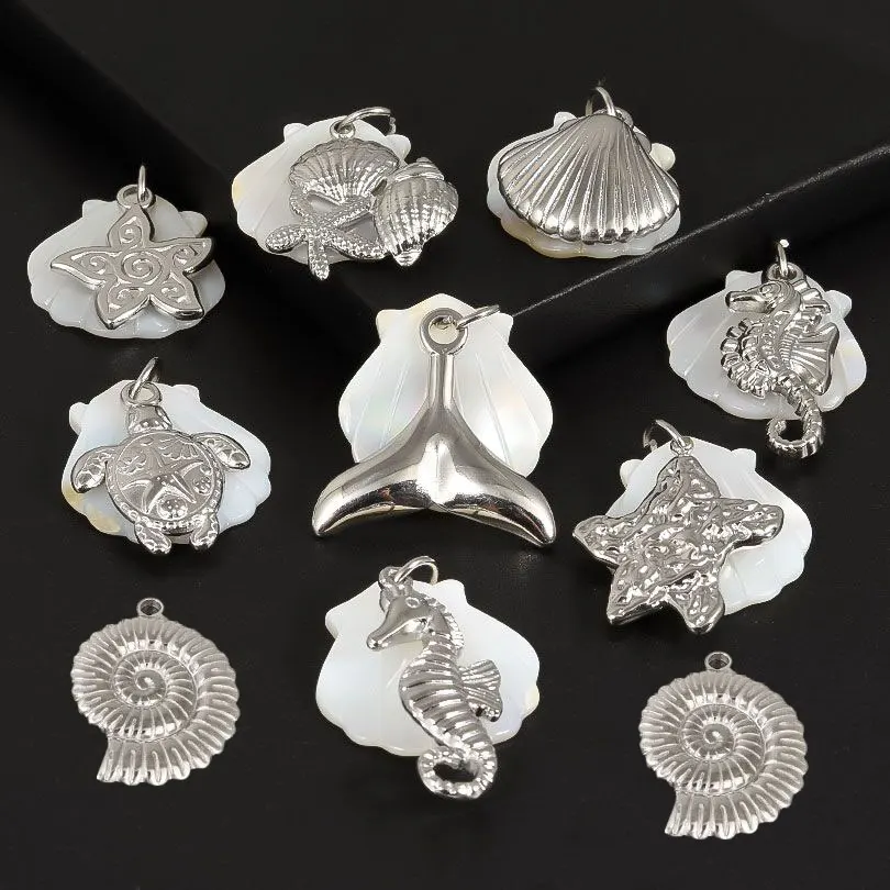 3/5Pcs Stainless Steel DIY Sea Animal Shell Starfish Turtle Pendant Jewelry Ocean Summer Marine Life Hippocampus подвеска Making