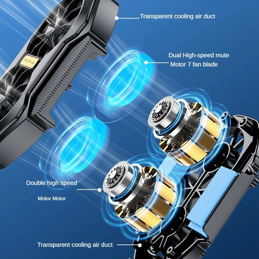 FS01 Rechargeable 600Mah dual fan Mobile radiator Big wind back clip gaming mobile fan for iPhone Samsung Universal