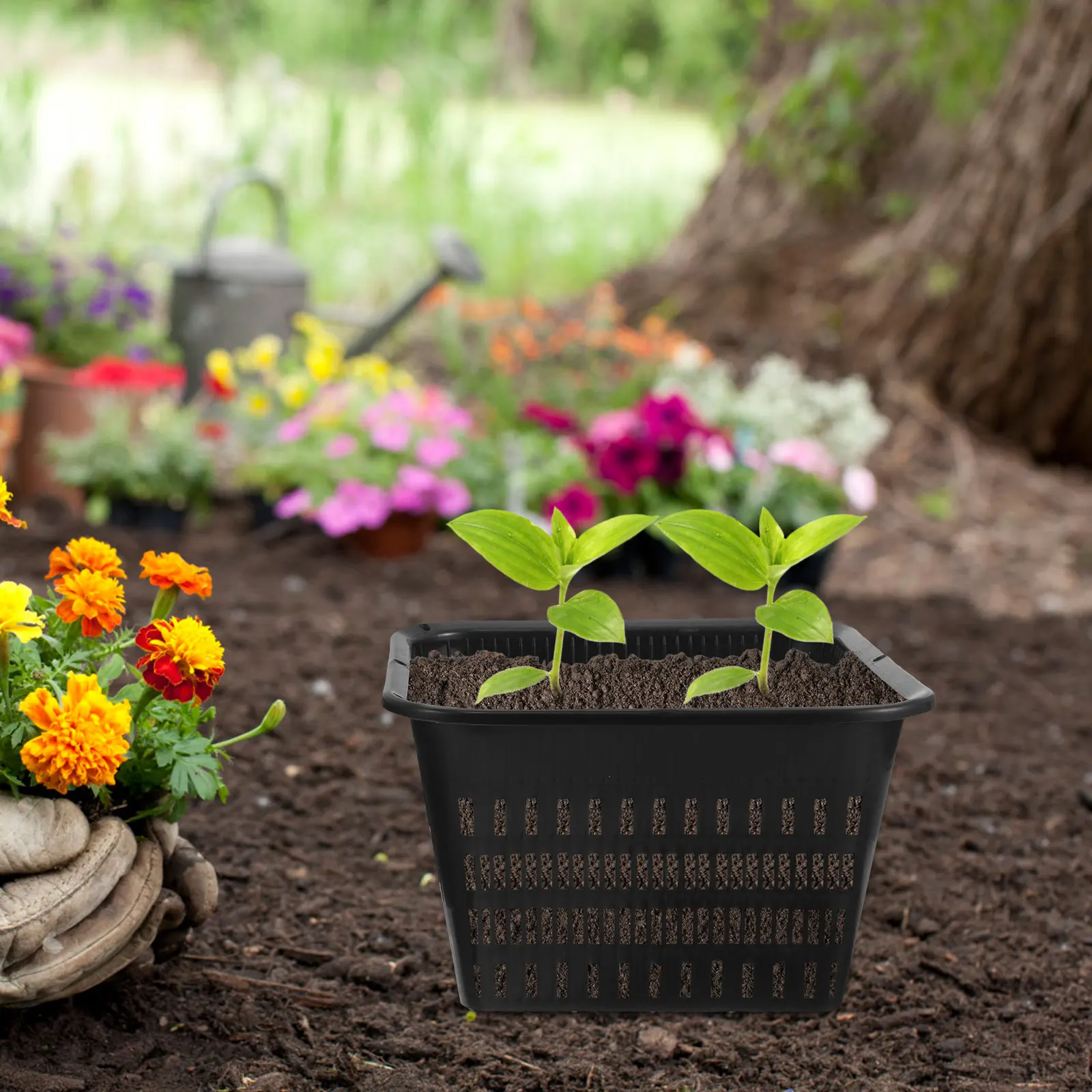 12Pcs Flower Pots Breathable Plastic Orchid Planter Slotted Nursery Basket Indoor Outdoor Gardening Pot with Drainage Holes