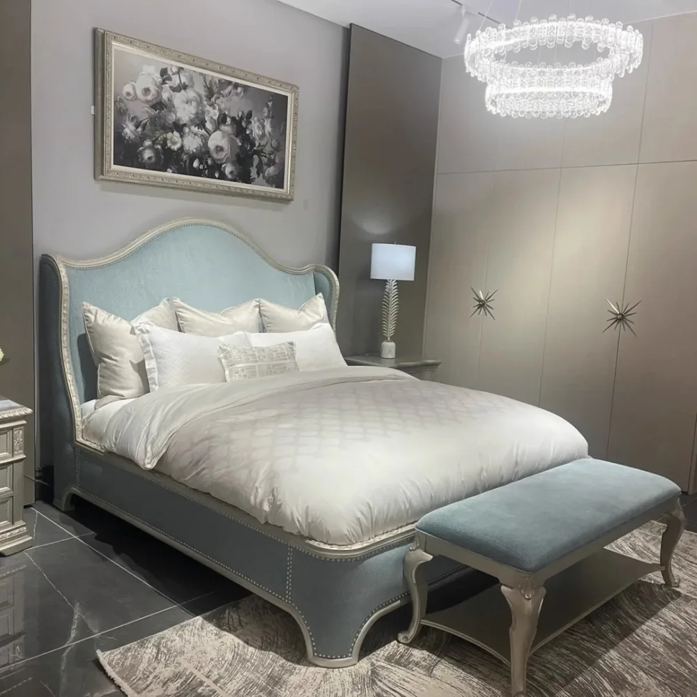 

Solid wood bed carved bed modern simple 1.8 meter double bed